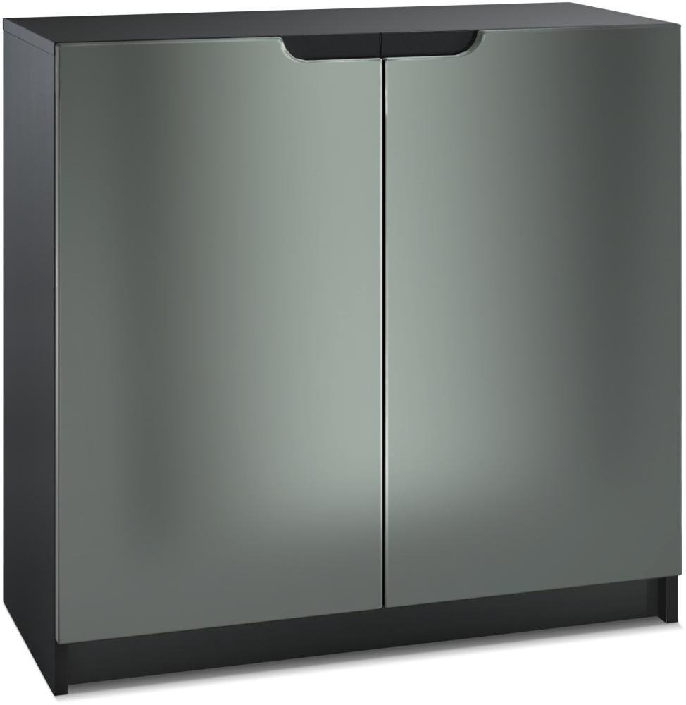 Vladon Sideboard Logan, Kommode mit 2 Türen, Schwarz matt/Graphit Seidenmatt (82 x 78 x 37 cm) Bild 1