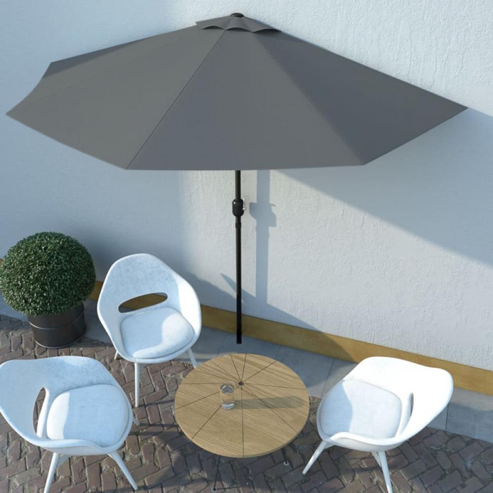 Balkon-Sonnenschirm mit Alu-Mast Anthrazit 300×150 cm Halbrund Bild 1