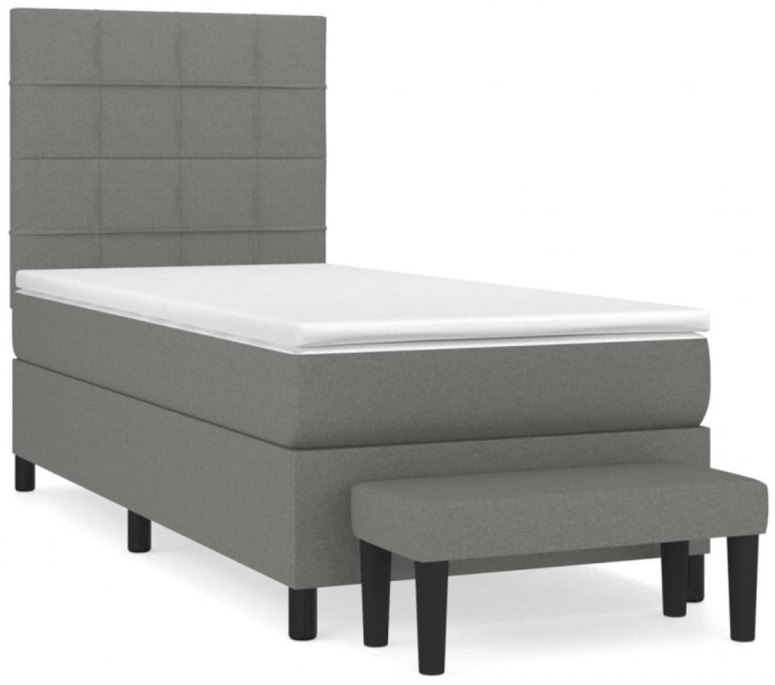 vidaXL Boxspringbett mit Matratze Dunkelgrau 80x200 cm Stoff Bild 1