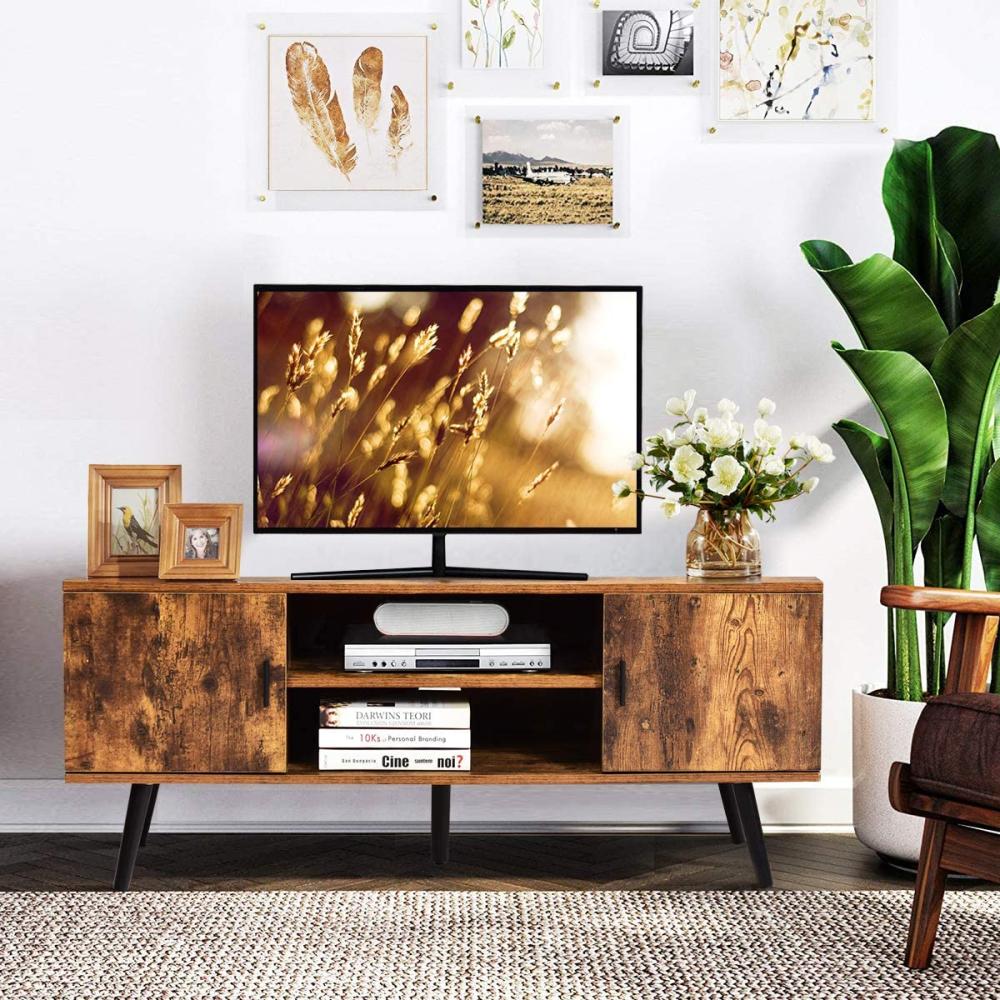 COSTWAY Fernsehtisch Holz, Fernsehschrank mit Fach und Stauraum, Retro Wohnzimmertisch Sofatisch für Schlafzimmer Bild 1