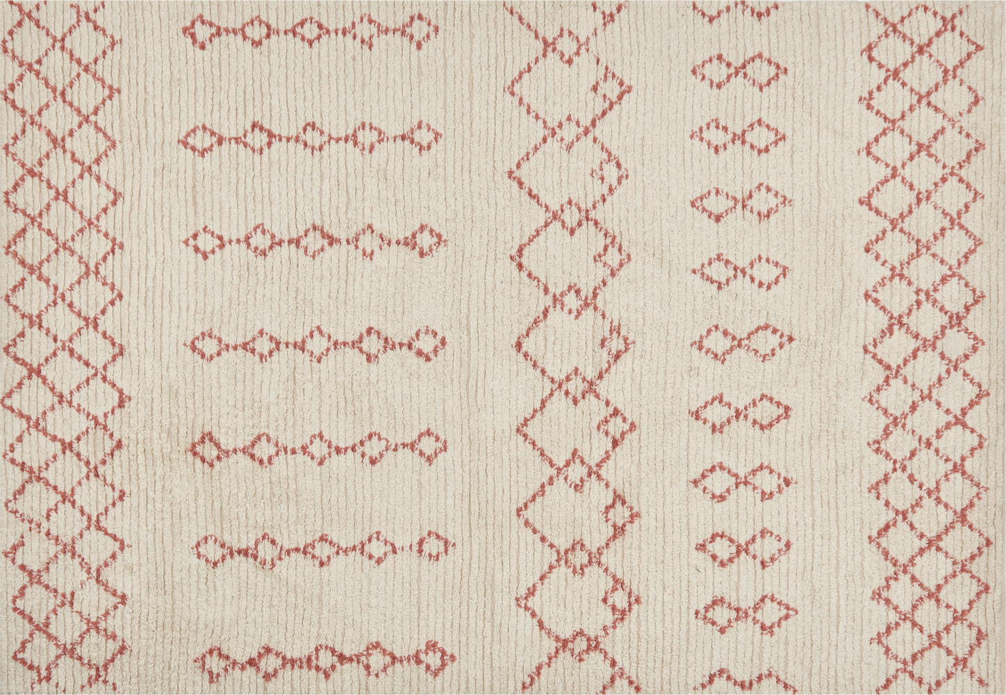 Teppich Baumwolle beige rosa 140 x 200 cm geometrisches Muster Kurzflor BUXAR Bild 1