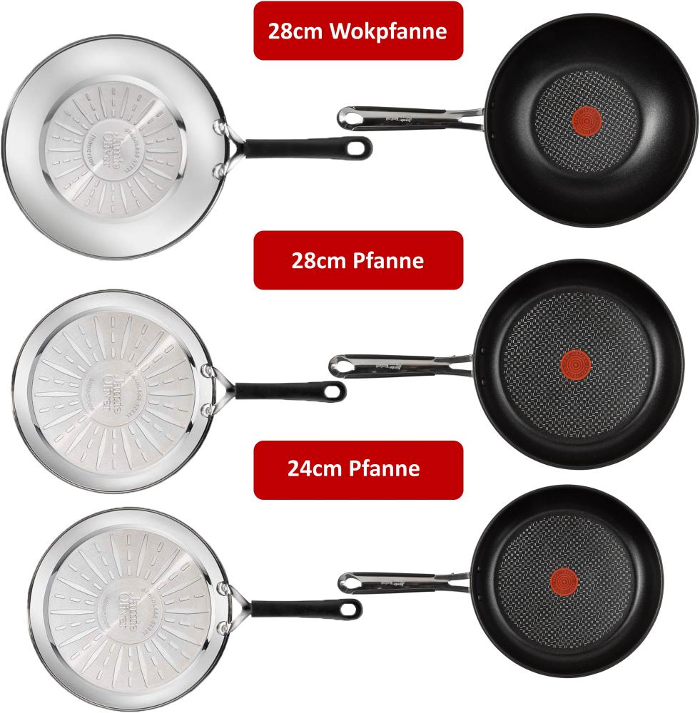 Tefal E89711 Jamie Oliver Pfannenset- Pfanne 28cm & 24cm, Wokpfanne 28cm mit Deckel 6 tlg Bild 1