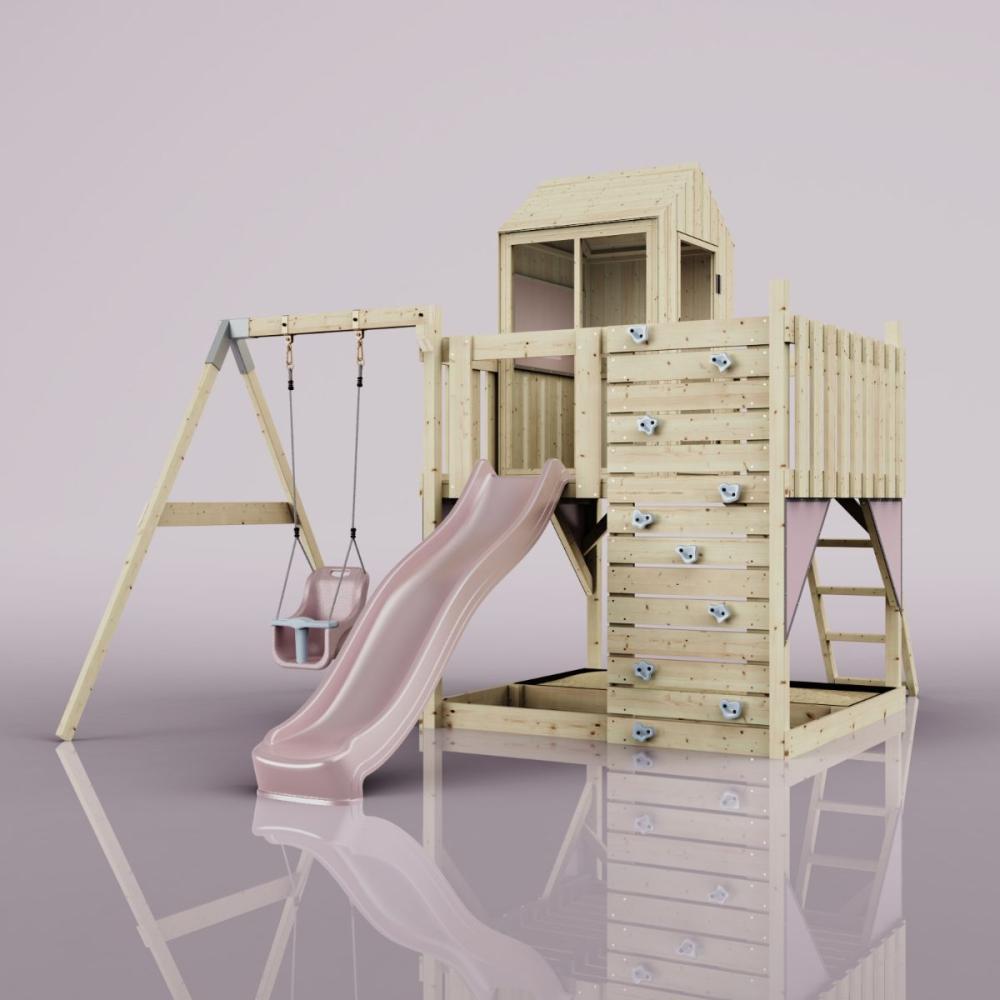 PolarPlay Spielturm Ole aus Holz in Rosa Bild 1