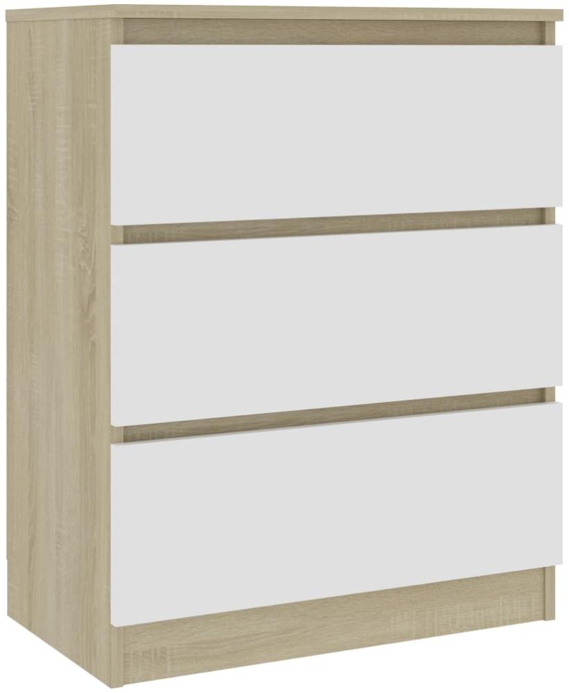Sideboard Weiß Sonoma-Eiche 60 x 33,5 x 76 cm Spanplatte Bild 1