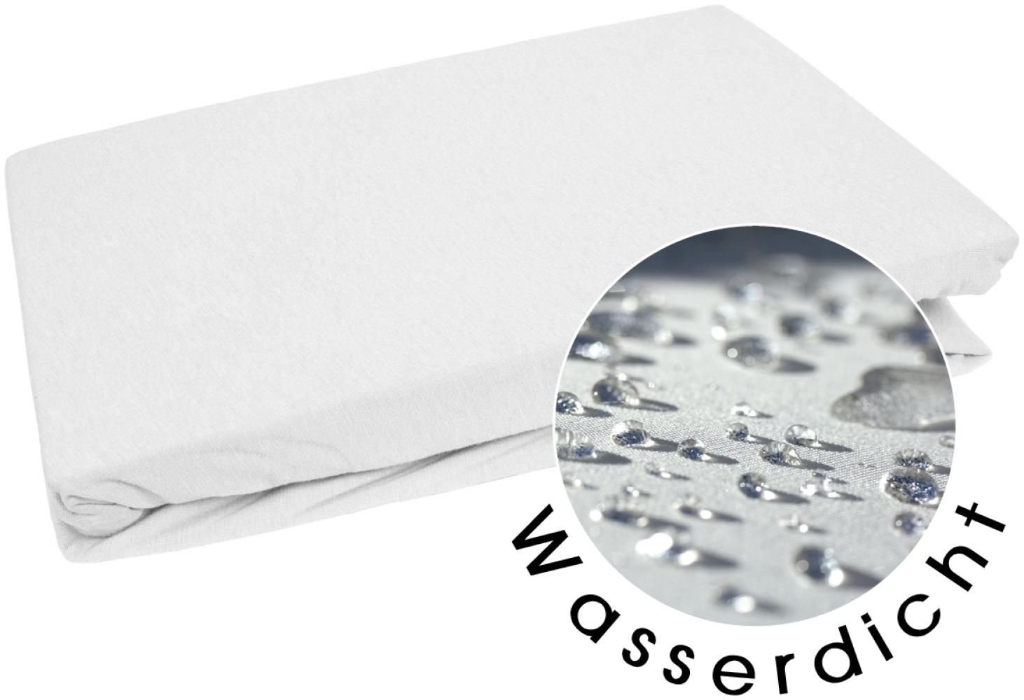 Wasserdichtes Spannbettlaken weiß Jersey/PU 180x200cm Höhe bis 35cm Bild 1