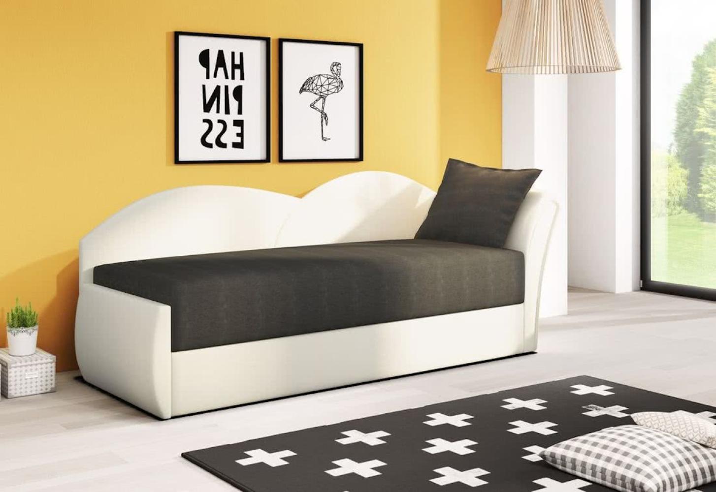 Ausziehbares Sofa RICCARDO, 200x80x75, schwarz + weiß (alova04/alovaPDP), recht Bild 1