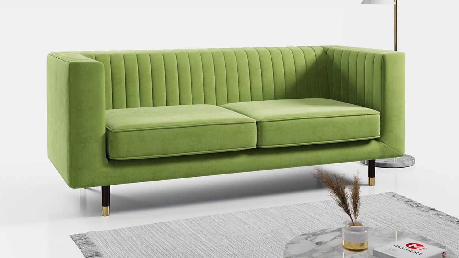 Sofa - Moderne Polstersofa - Skandinavische Deko - ELMO - 3 Sitzer - Grün Mikrofaser Bild 1