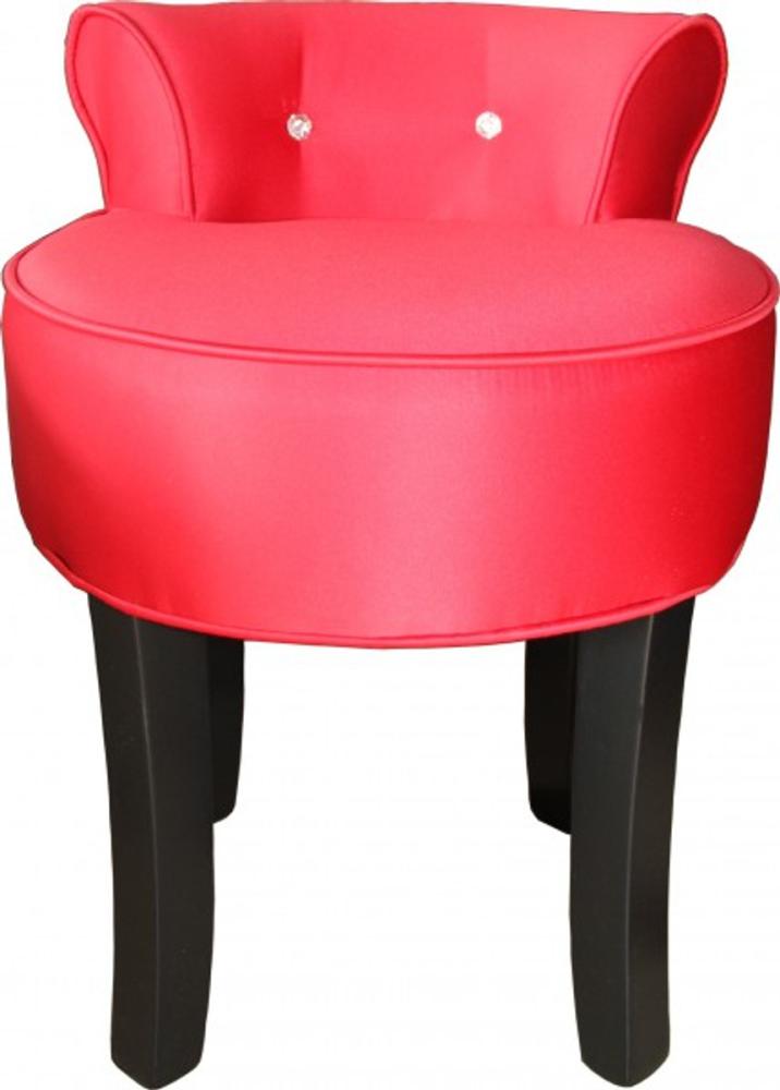 Casa Padrino Designer Hocker Boston Rot/Schwarz mit Bling Bling Steinen - Barock Schminktisch Stuhl Bild 1