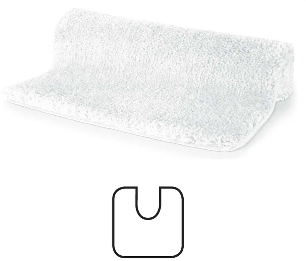 Spirella Badteppich Badematte Duschvorleger Mikrofaser Hochflor | flauschig | rutschhemmend | geeignet für Fußbodenheizung | 55x55 cm mit WC Ausschnitt | Weiß Bild 1