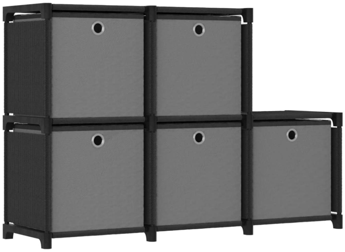 Würfel-Regal mit Boxen 5 Fächer Schwarz 103x30x72,5 cm Stoff Bild 1