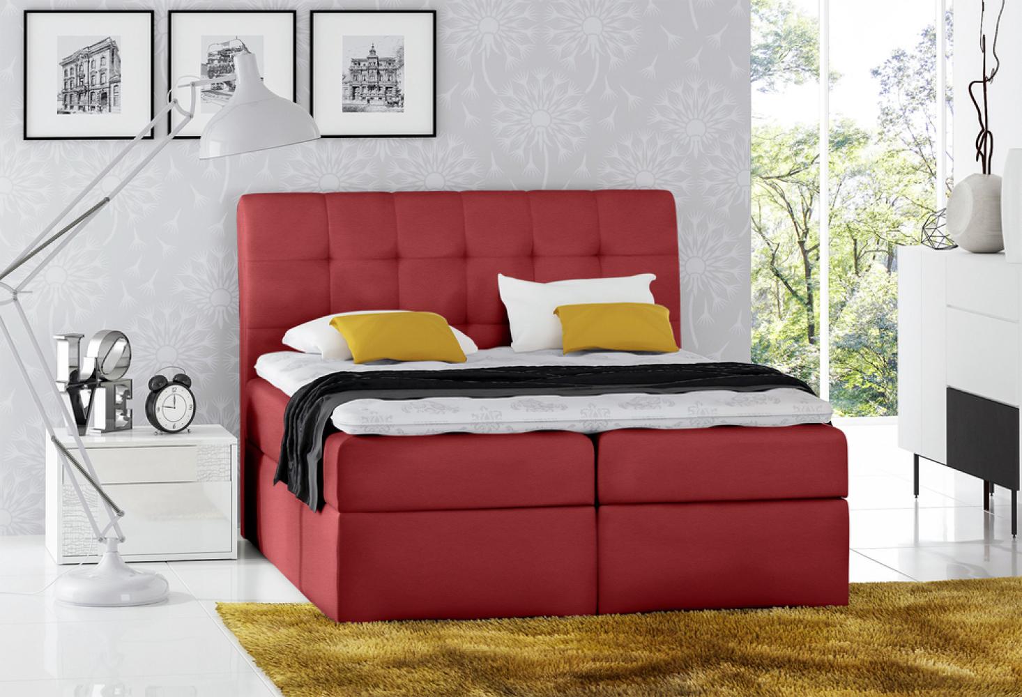 Stylefy 'Bagira' Boxspringbett Kunstleder Rot 200 x 200 cm Bild 1