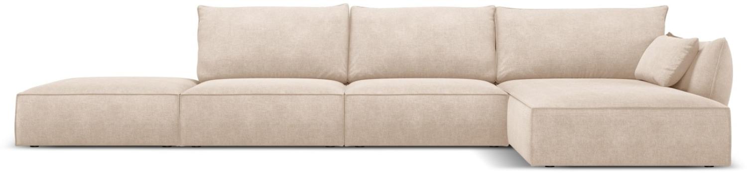 Micadoni 5-Sitzer Ecke rechts Sofa Kaelle | Bezug Beige | Beinfarbe Black Plastic Bild 1