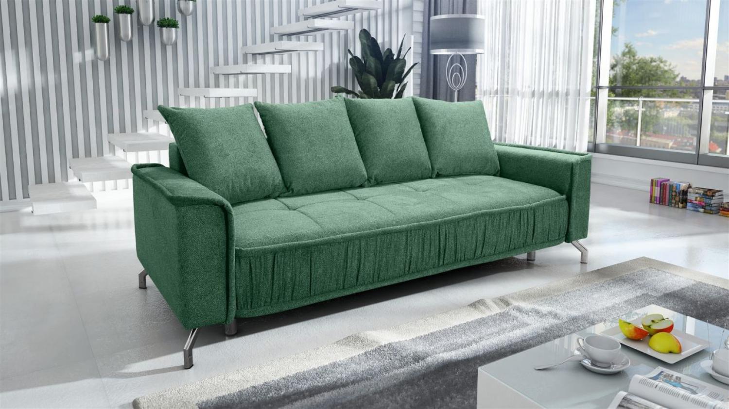 Schlafsofa Sofa 3-Sitzer FLORENCE Stoff Bubble Flaschengrün Bild 1