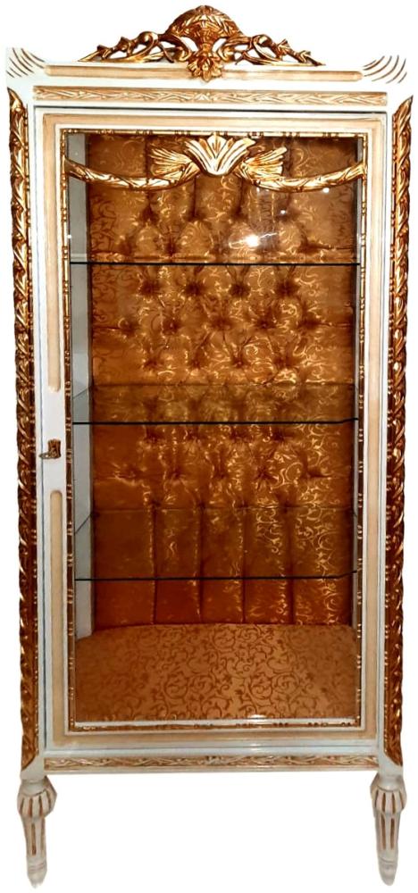 Casa Padrino Barock Vitrine Cremefarben / Beige / Gold - Prunkvoller Barock Vitrinenschrank mit Glastür - Barock Möbel Bild 1