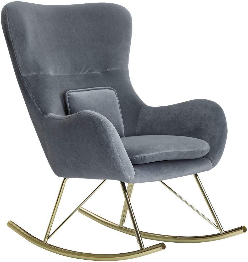KADIMA DESIGN Gemütlicher Schaukelstuhl aus Samt mit Wippfunktion, modernem Design und bequemer Sitzschale. Farbe: Anthrazit Bild 1