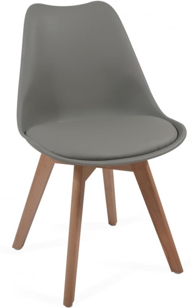 MIADOMODO® 6er-Set Esszimmerstühle mit Sitzkissen, Kunststoff & Massivholz grau Bild 1