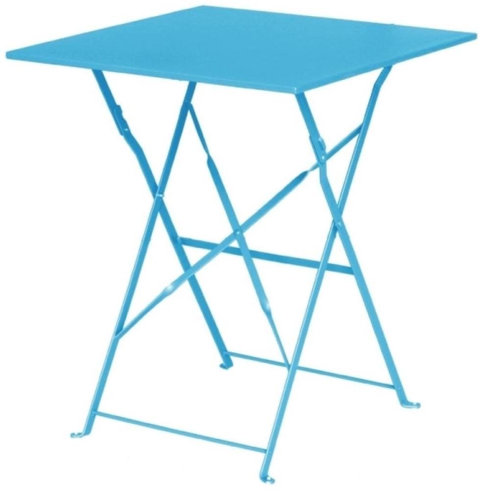 Bolero quadratischer klappbarer Terrassentisch Stahl azurblau 60cm Bild 1