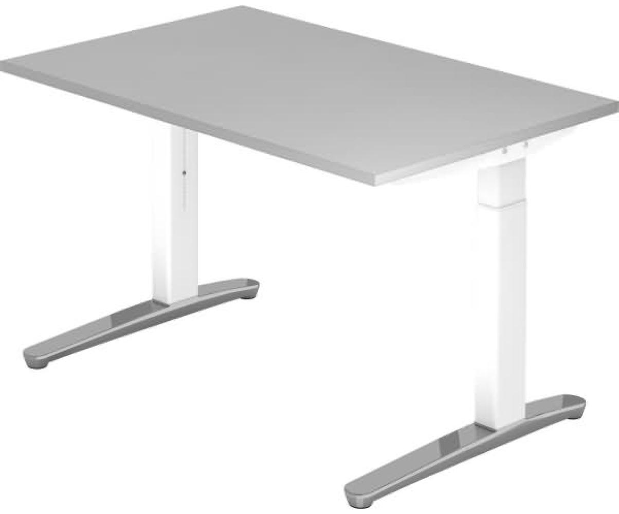 'XB12' Schreibtisch, C-Fuß, poliert,120x80cm, Grau/Weiß Bild 1