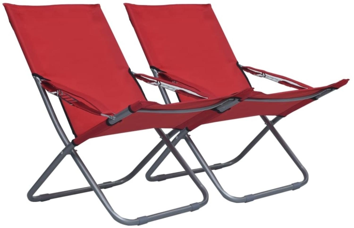 vidaXL Klappbare Strandstühle 2 Stk. Stoff Rot Bild 1