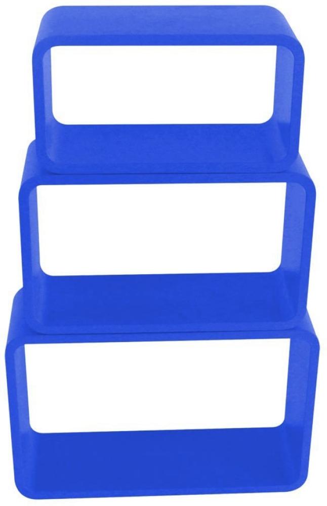 3 teiliges Stapelregal in hochglanz blau Bild 1