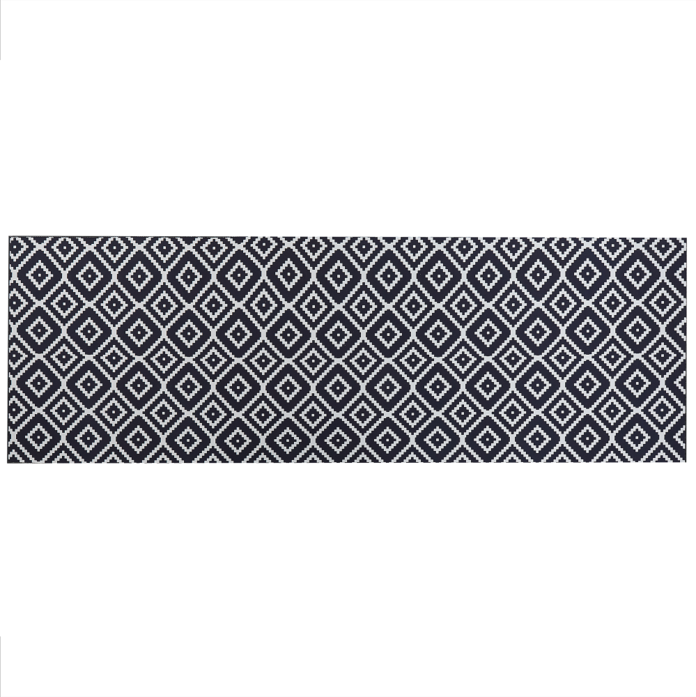 Teppich schwarz weiß 80 x 240 cm geometrisches Muster Kurzflor KARUNGAL Bild 1