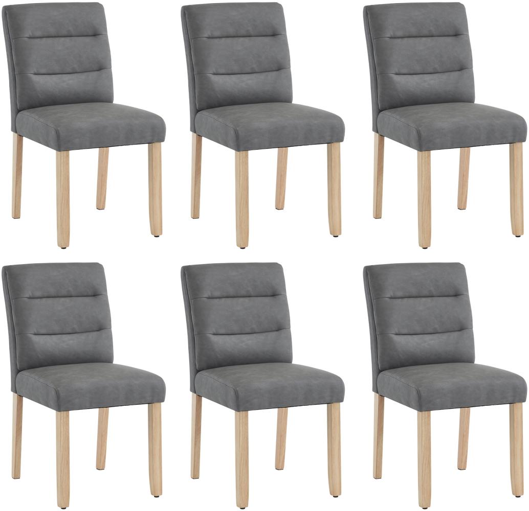 Merax Esszimmerstühle, 6er set, Stühle, moderne minimalistische Wohn- und Schlafzimmerstühle, Stühle mit Eichenbeinrücken, grau Bild 1