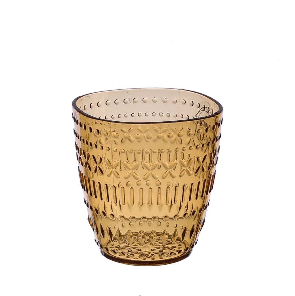 Trinkglas - Becher - Kunststoff - 345ml - mit Muster - gelb Bild 1