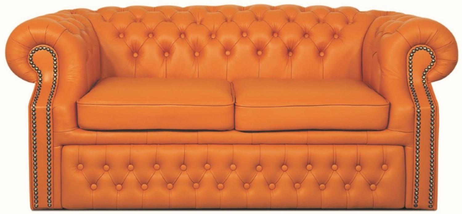Casa Padrino Echtleder 2er Sofa Orange 180 x 100 x H. 78 cm Bild 1