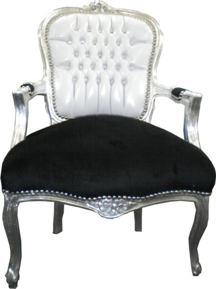Casa Padrino Barock Salon Stuhl Weiß / Schwarz Bling Bling Bild 1