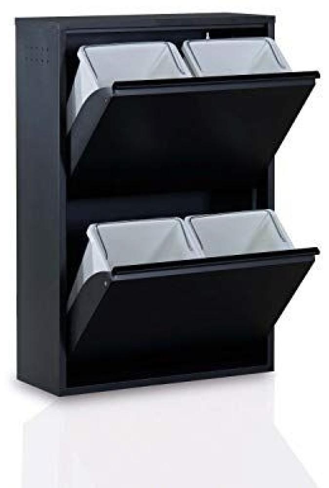 Betten-ABC Refina Mehrzweckschrank, Mülltrenner, platzsparend, aus pflegeleichtem Metall Schwarz 4 x 15 L Bild 1