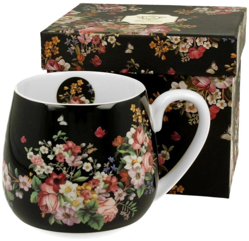 DUO FLORAL Fassbecher 430 ml VINTAGE FLOWERS BLACK New Bone China Porzellan Bild 1