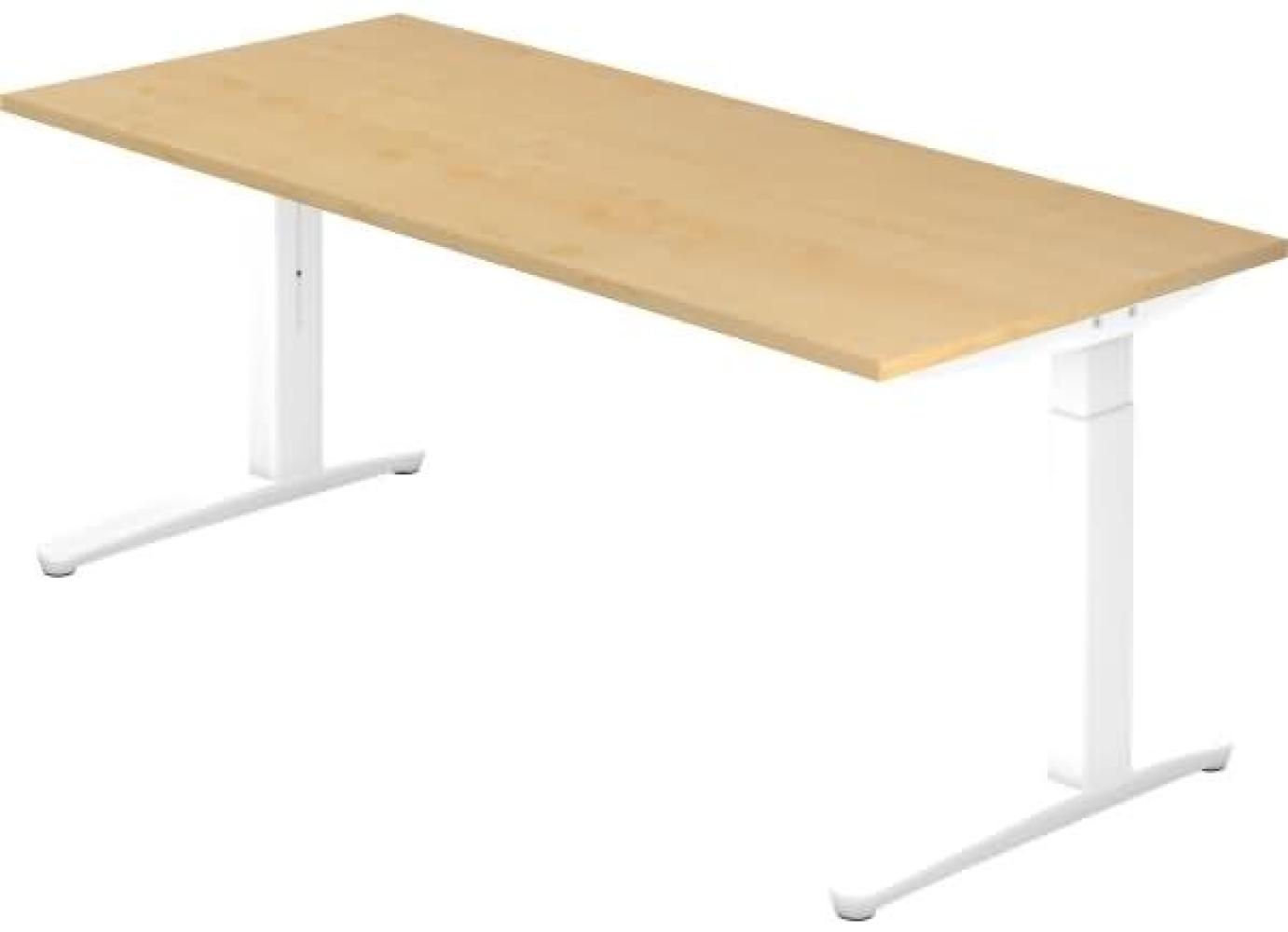 'XB19' Schreibtisch, C-Fuß, 180x80cm, Ahorn / Weiß Bild 1