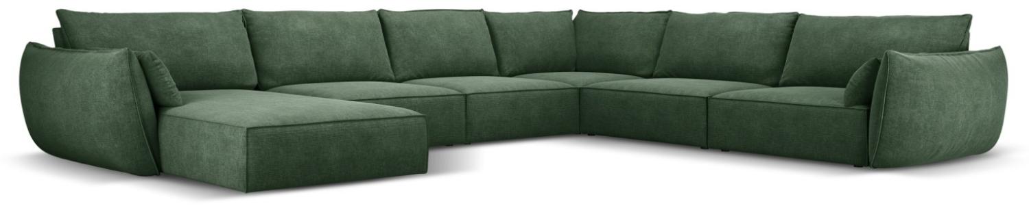 Micadoni 8-Sitzer Panorama Ecke rechts Sofa Kaelle | Bezug Bottle Green | Beinfarbe Black Plastic Bild 1