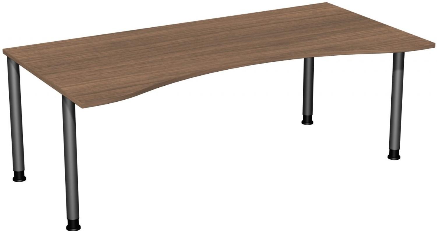Schreibtisch '4 Fuß Flex' höhenverstellbar, 200x100cm, Nussbaum / Anthrazit Bild 1