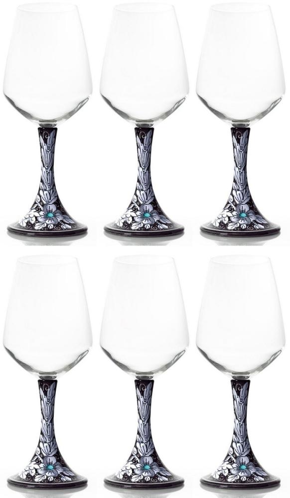 Casa Padrino Luxus Keramik Weinglas 6er Set Schwarz / Mehrfarbig H. 23,5 cm - Handgefertigte & handbemalte Weingläser - Hotel & Restaurant Accessoires - Luxus Qualität - Made in Italy Bild 1