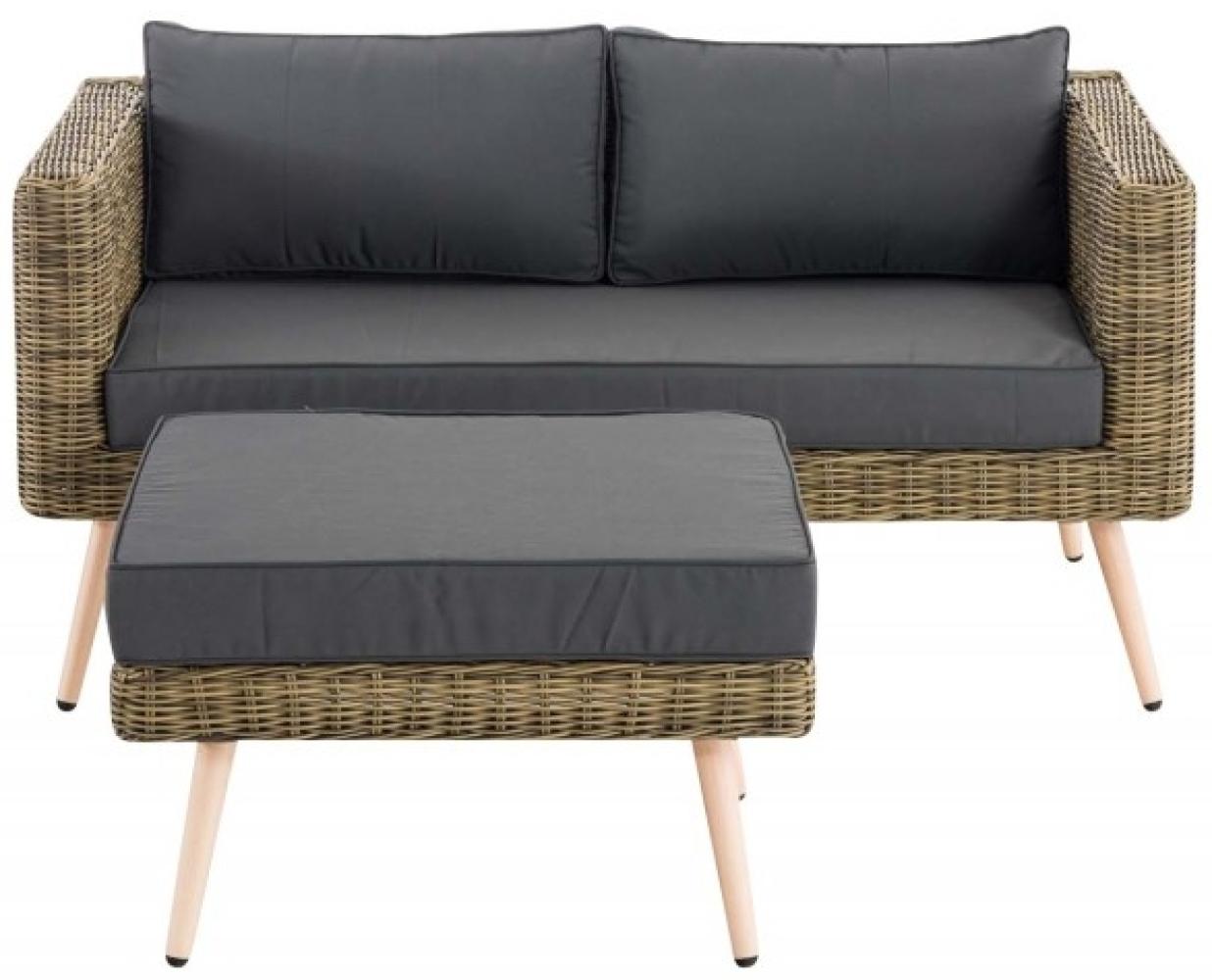 2er Sofa Molde mit Fußhocker Rundrattan natura 40 cm (Hellbraun) eisengrau Bild 1