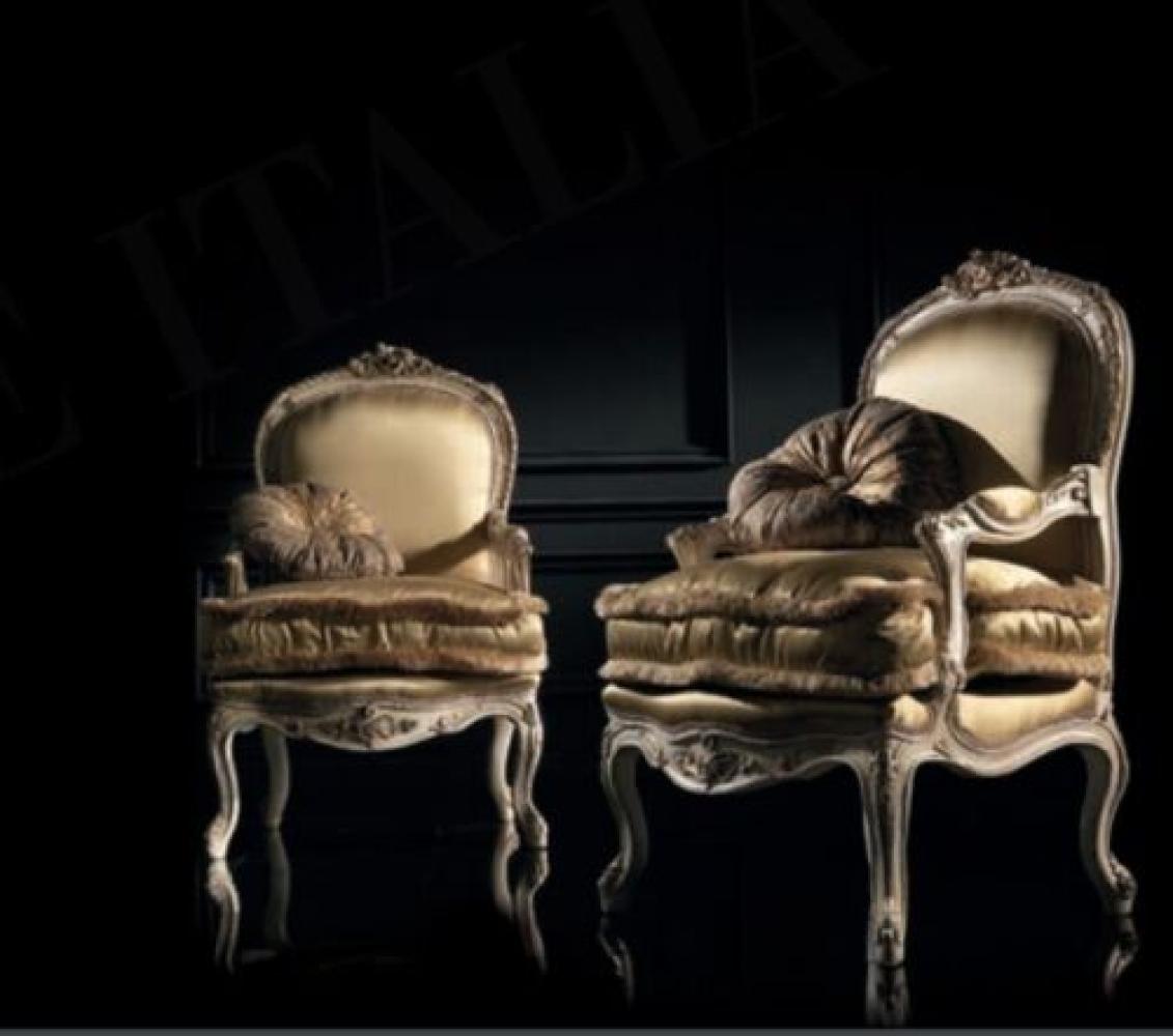 Sessel Bibliothek Lese Stuhl Sofa Ohrensessel Italienische Polster Möbel Luxus Bild 1