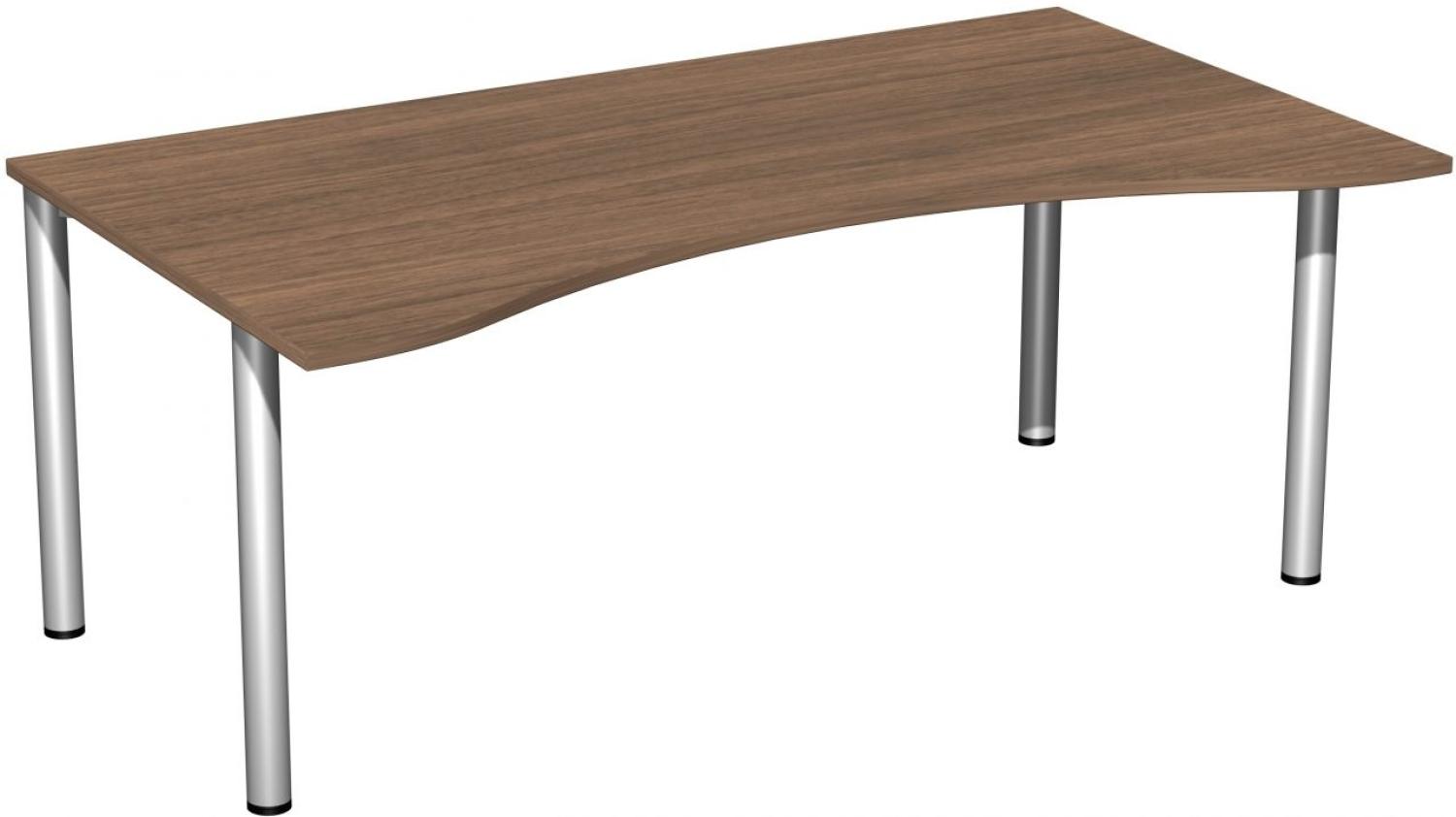 Schreibtisch '4 Fuß Flex', feste Höhe 180x100cm, Nussbaum / Silber Bild 1