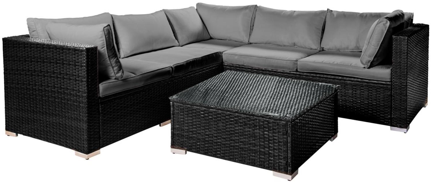 BRAST Gartenmöbel Lounge Sofa Couch Set Passion Schwarz Poly-Rattan für 4 Personen Bild 1