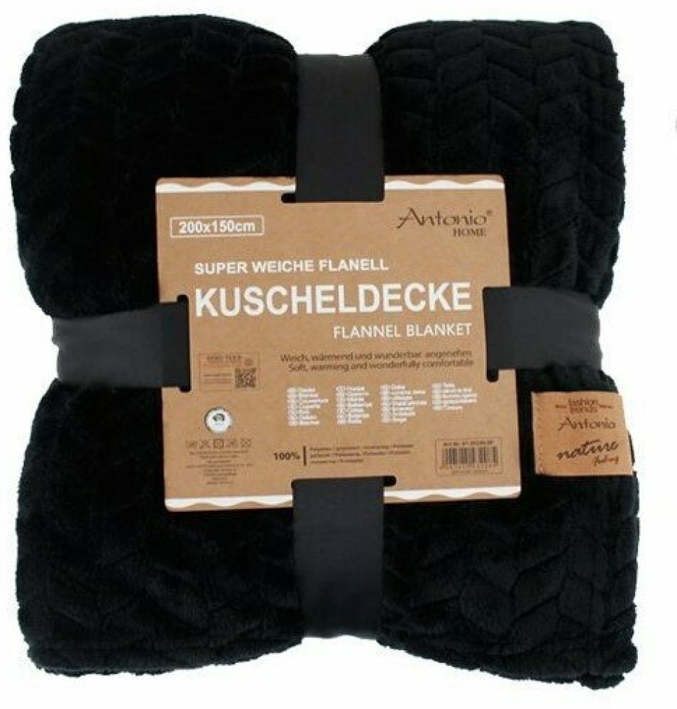 Wohndecke I Kuscheldecke I Flanell Decke I Jacquard Fashion | 150x200cm [Schwarz] Bild 1