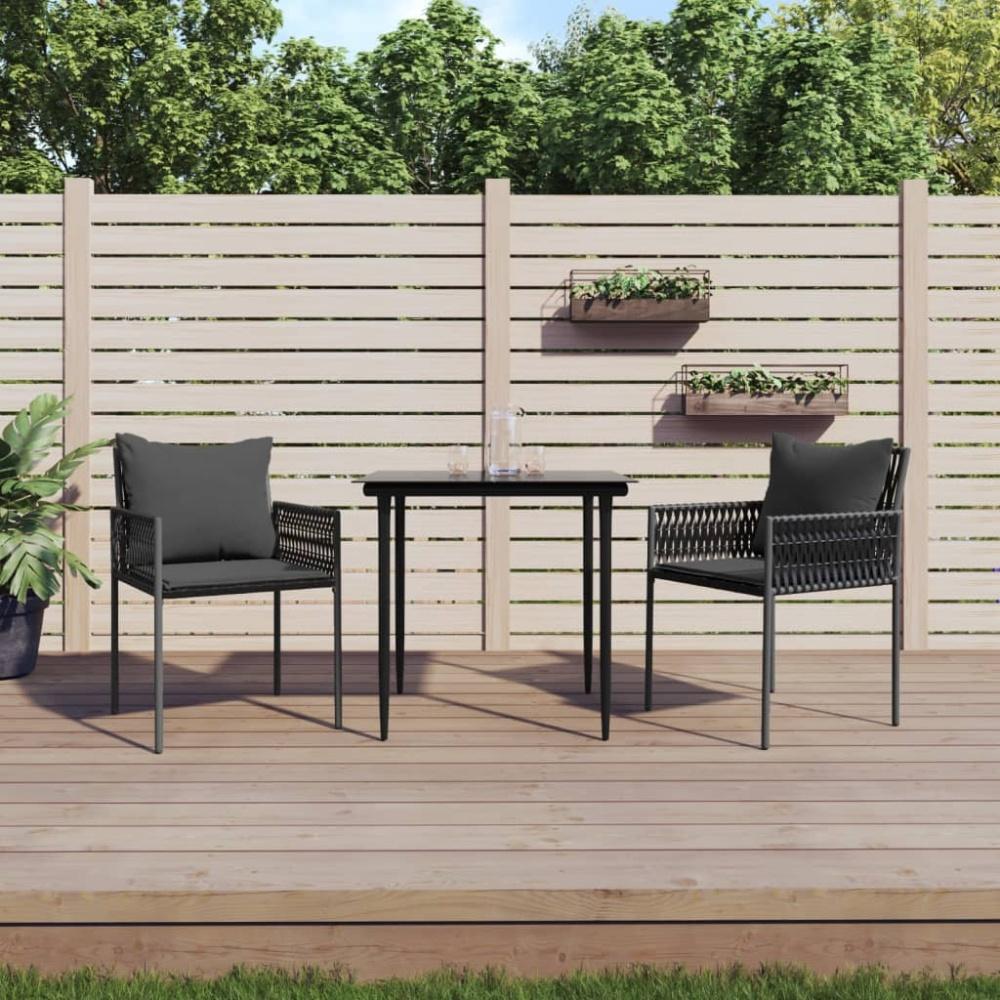 vidaXL 3-tlg. Garten-Essgruppe mit Kissen Poly Rattan und Stahl Bild 1