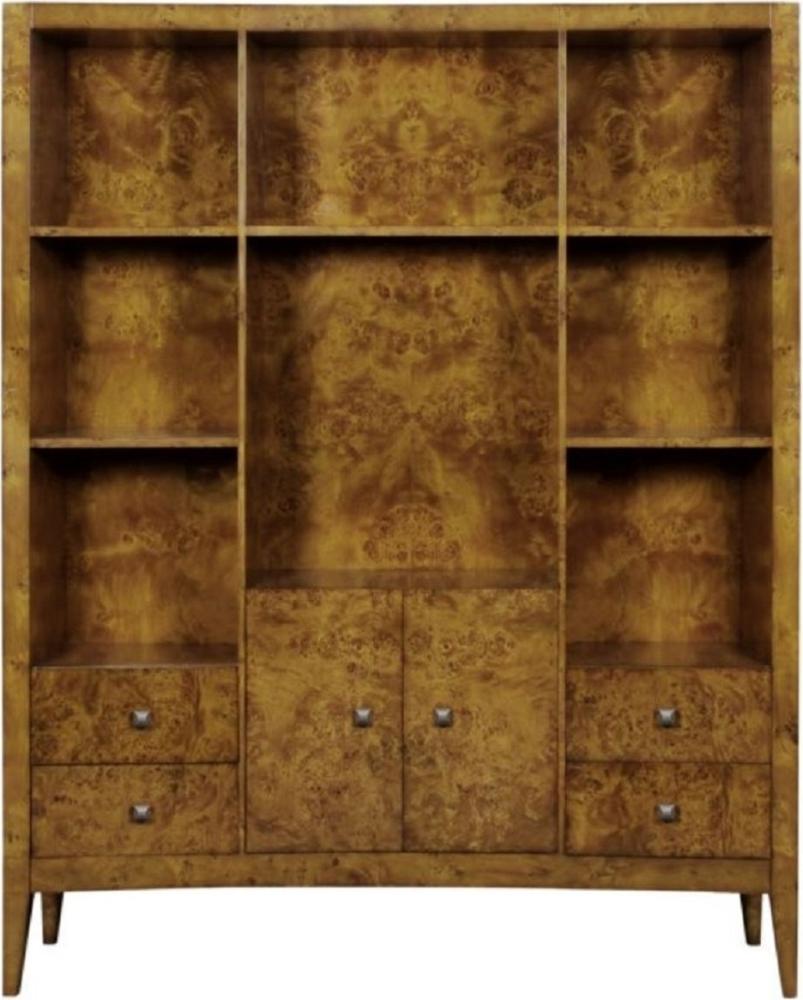 Casa Padrino Luxus Bücherschrank mit 2 Türen und 4 Schubladen Hellbraun 150 x 35 x H. 190 cm - Büroschrank - Wohnzimmerschrank - Luxus Qualität Bild 1