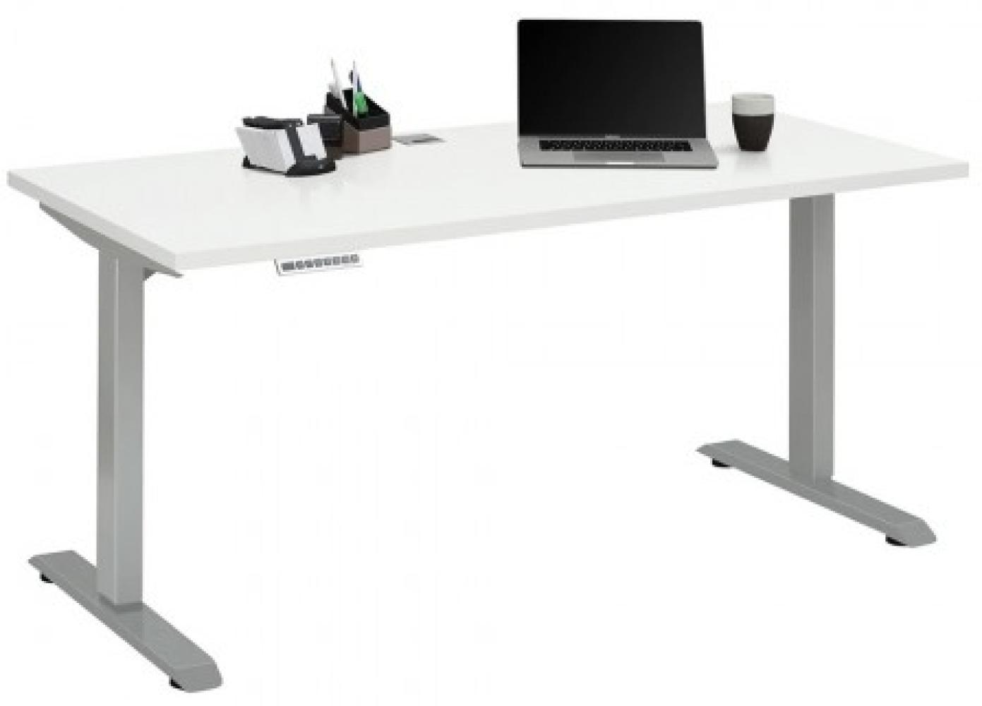 Maja Höhenverstellbarer Schreibtisch 5503 Metall platingrau - weiß matt Bild 1