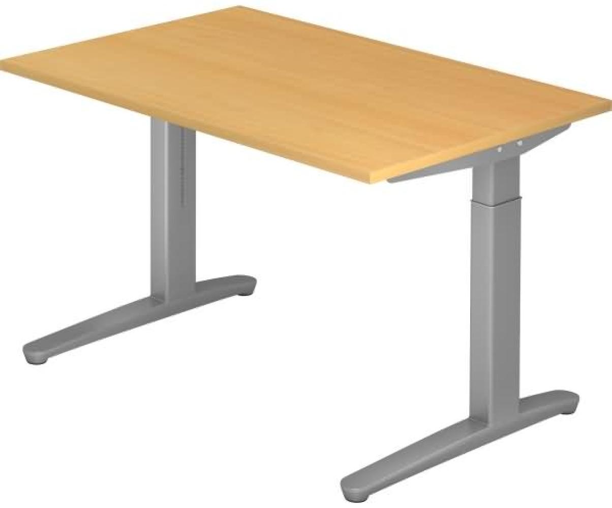 'XB12' Schreibtisch, C-Fuß, 120x80cm, Buche / Silber Bild 1