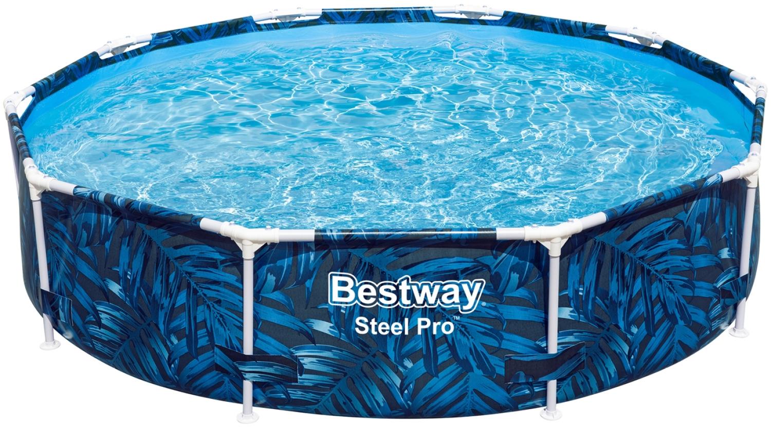 Steel Pro™ Frame Pool ohne Pumpe Ø 305 x 66 cm, tropisches Blatt-Design, rund Bild 1