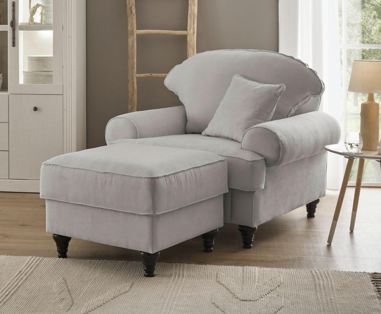 Sessel Adelina in grau Set inkl. Hocker Bild 1