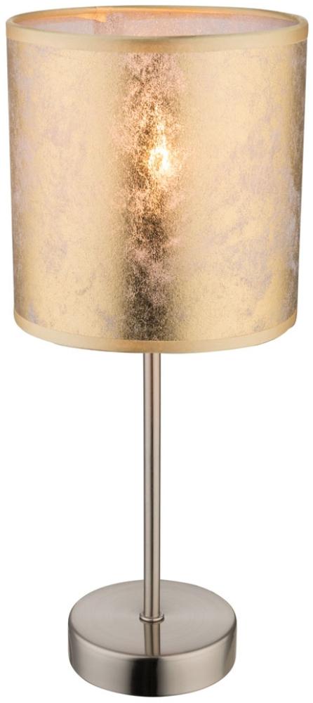 LED Tischleuchte, Textil gold, nickel, H 35 cm Bild 1