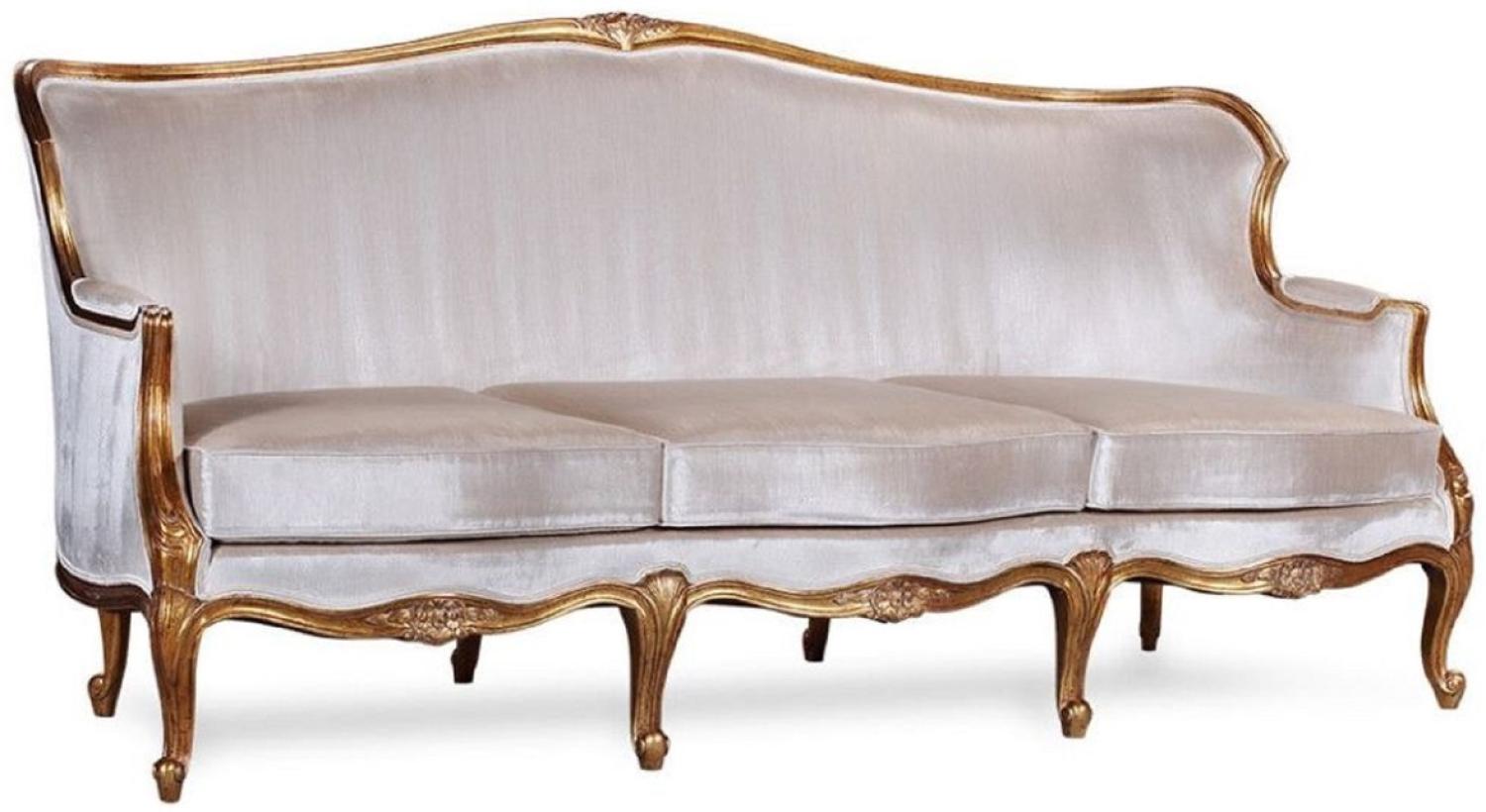 Casa Padrino Luxus Barock Sofa Silber / Antik Gold - Prunkvolles Wohnzimmer Sofa im Barockstil - Barock Wohnzimmer Möbel - Edel & Prunkvoll Bild 1
