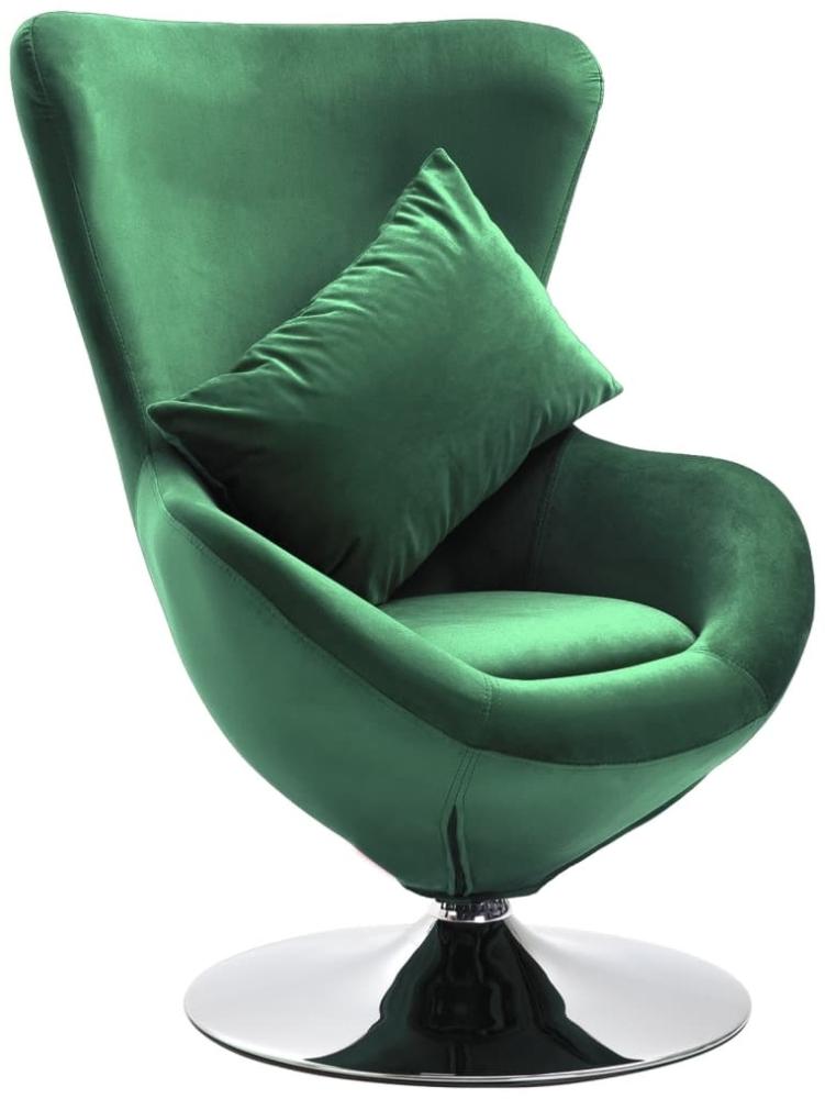 vidaXL Sessel in Ei-Form mit Kissen Samt Dunkelgrün Bild 1