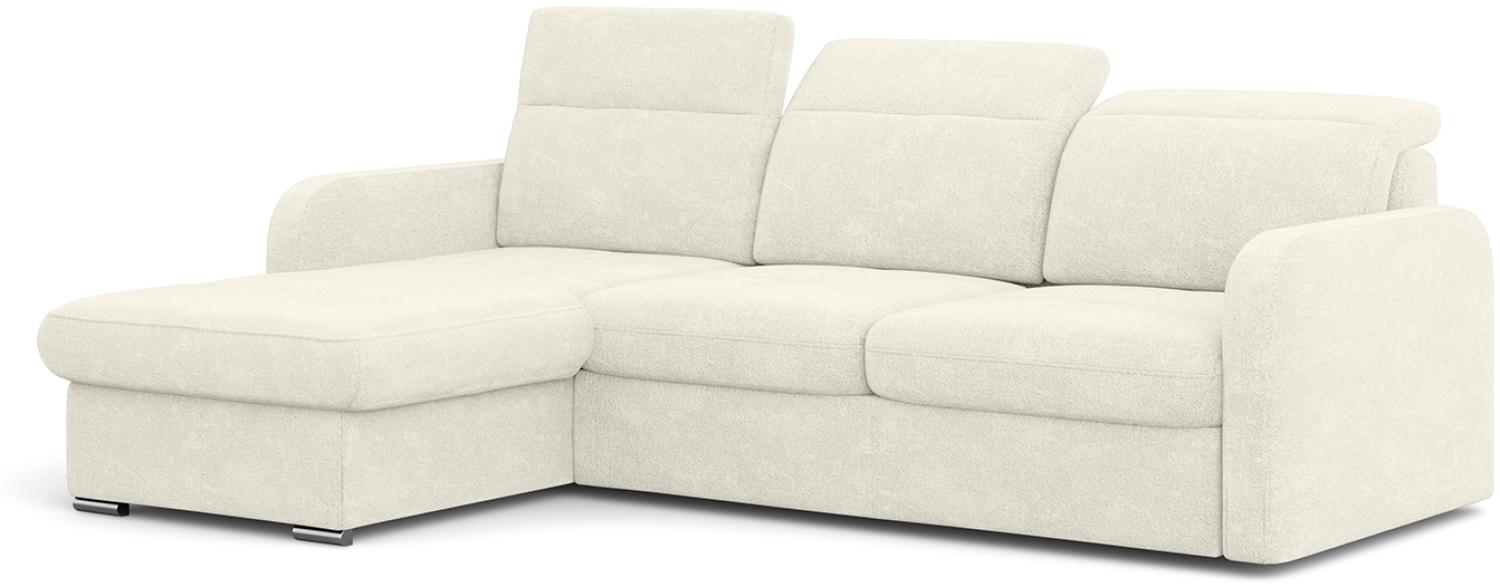 MEBLINI Schlafcouch mit Bettkasten - Ecksofa mit Schlaffunktion - Sofa mit Relaxfunktion und Kopfstützen - Couch L-Form - Eckcouch - Wohnlandschaft - EMERALD - 215x167x84cm - Weiß Webstoff Bild 1